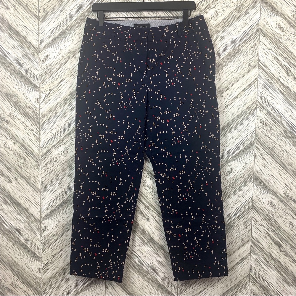 TALBOTS • Navy Signature Style Capri Bird Pattern